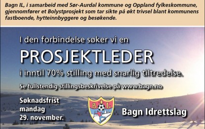 Ledig stilling som prosjektleder – Frist 29/11